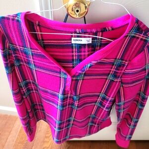 NWT Sonoma Hot Pink Plaid PJ set misses size L.